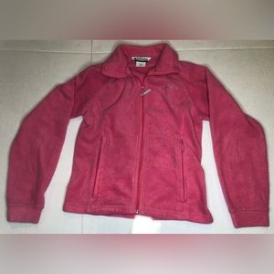 Columbia GIRLS Full Zip Fleece Jacket Pink Warm Size L (14-16)